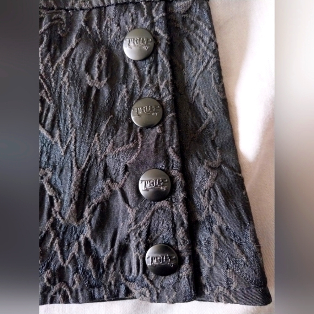 Vintage Y2K Tripp nyc black brocade corset lace-up victorian vampire jacket - Picture 9 of 12
